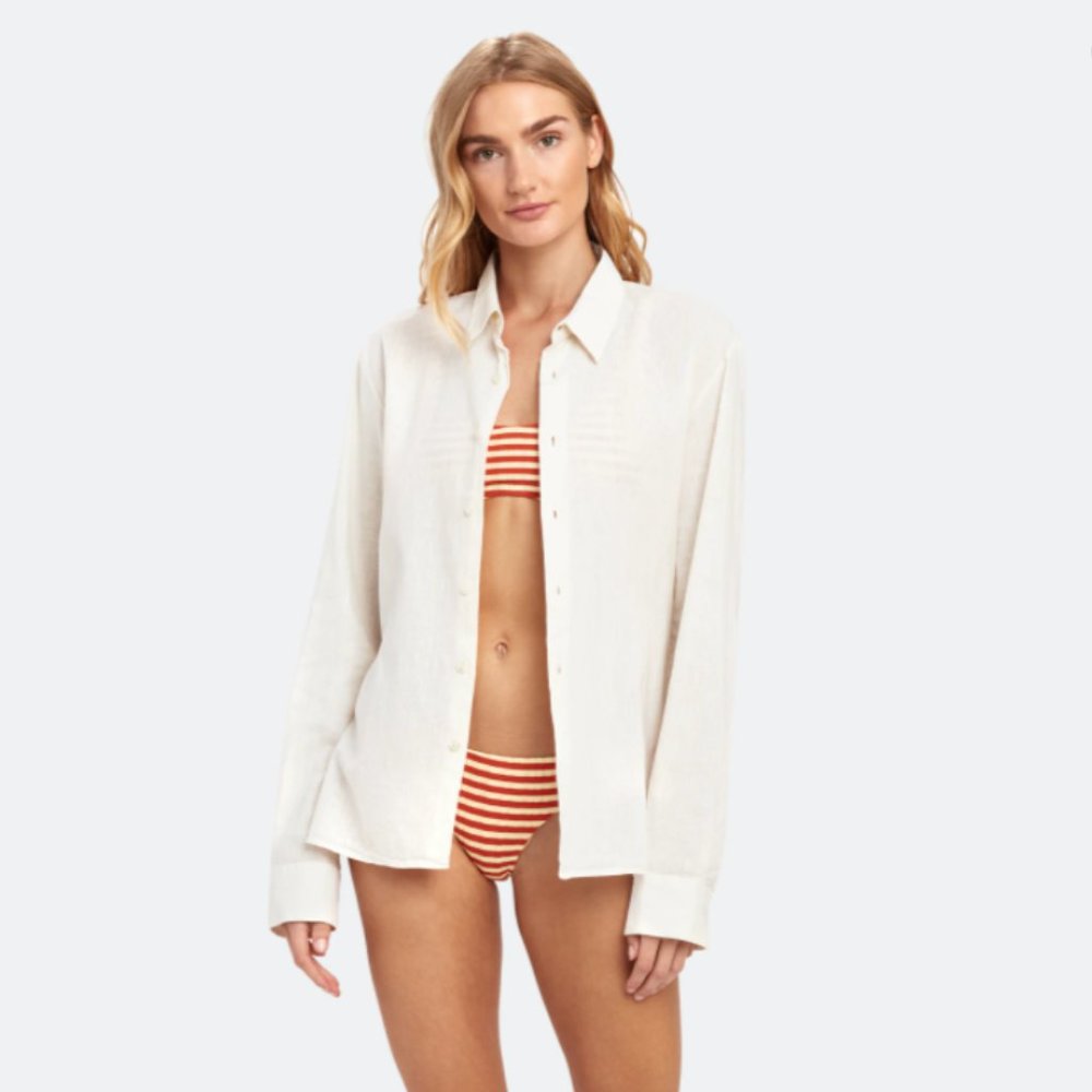 NWT Solid & Striped Linen Button Down Shirt Medium